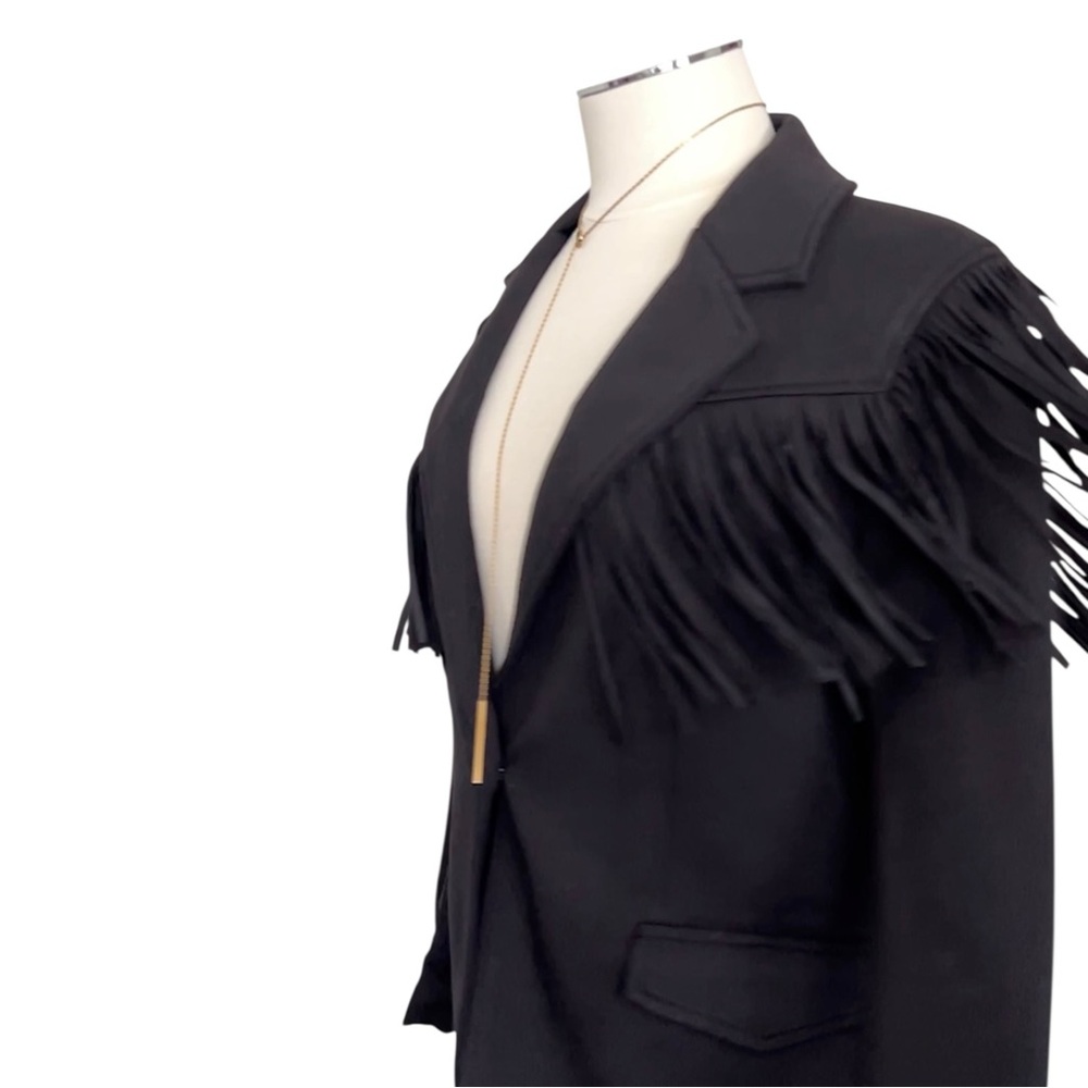 New BLANK NYC Fringe Blazer Jacket Black Sz S